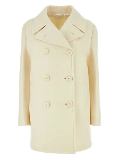 PRADA WOMEN'S IVORY WOOL BLEND COAT