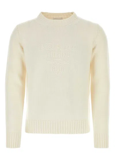 PRADA WOMEN'S IVORY WOOL BLEND SWEATER