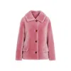 Prada Single-breasted Shearling Jacket In Pink & Purple