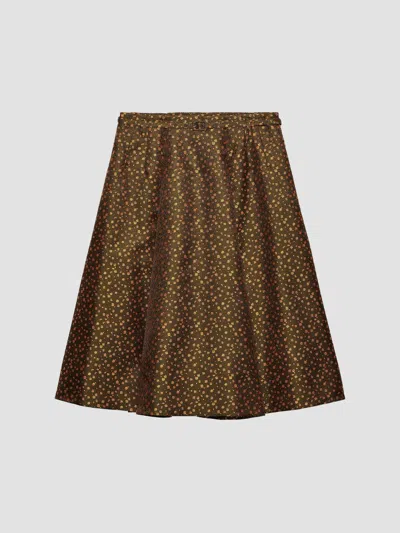 Prada High Waist Floral Skirt Full Silhouette In Multi