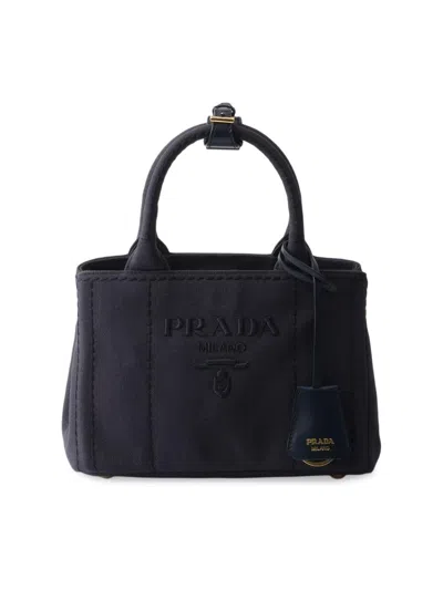 Prada Women's Jardinière Cotton Canvas Mini Top Handle Bag In Blue