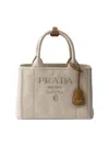 Prada Women's Jardinière Cotton Canvas Mini Top Handle Bag In Sand