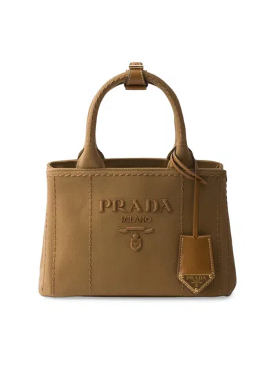 Prada Women's Jardiniere Mini Cotton Canvas Top Handle Bag In Brown