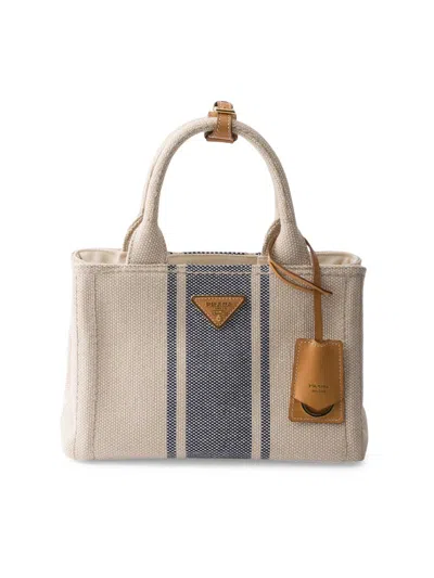 Prada Women's Jardinière Small Cotton Canvas Top Handle Bag In Neutral