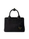 Prada Women's Jardiniere Small Cotton Canvas Top Handle Bag In Black