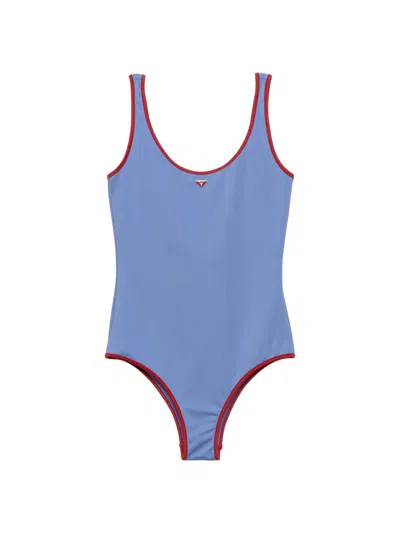 Prada Women's Jersey One-piece Swimsuit In Blue
