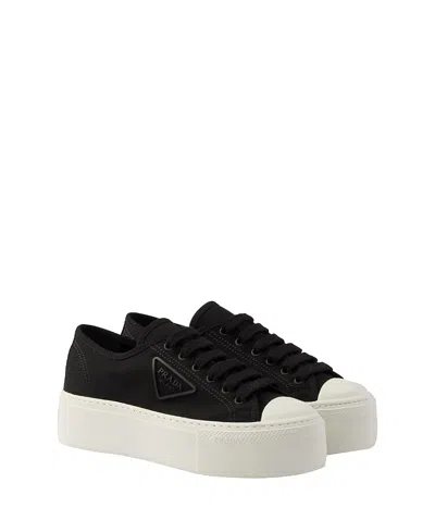 PRADA WOMEN'S LACED FABRIC SNEAKERS