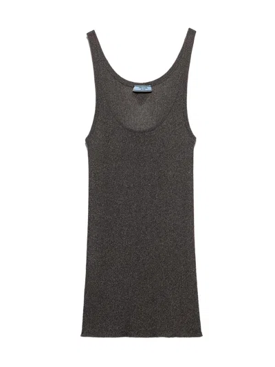 Prada Women's Lamé Tank Top In Gray