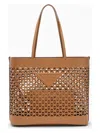 Prada Large Perforated Leather Tote Bag In Beige