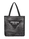 Prada Women's Large Crochet Tote Bag In Black