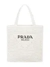 Prada Women's Large Crochet Tote Bag In White