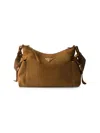 Prada Women's Large Explore Suede Shoulder Bag In Brown