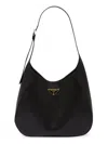PRADA WOMEN'S LARGE LEATHER SHOULDER BAG WITH TOPSTITCHING