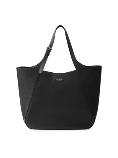 Prada Women's Large Leather Tote Bag In Black