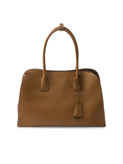 Prada Women's Large Leather Tote Bag In Brown
