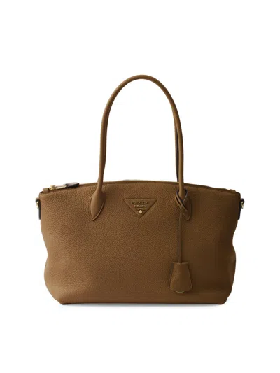 Prada Women's Large Leather Tote Bag In Brown