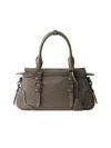 Prada Large Leather Tote Bag In Gray