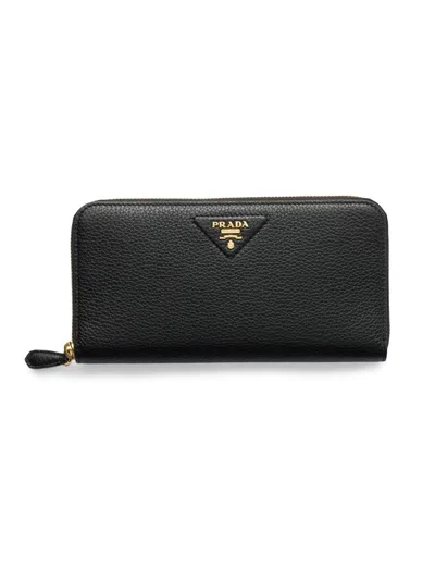Prada Women's Large Leather Wallet In Black