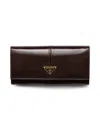 Prada Large Leather Wallet In Brown