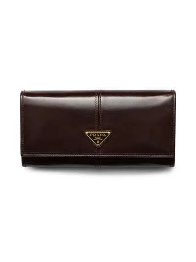 Prada Large Leather Wallet In Brown