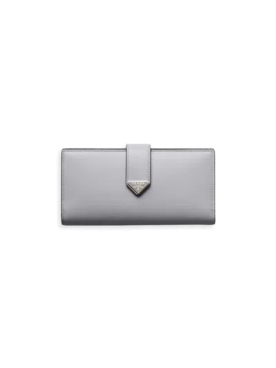 Prada Women's Large Leather Wallet In Gray