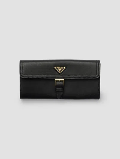 Prada Women's Large Nappa Leather Wallet In Black