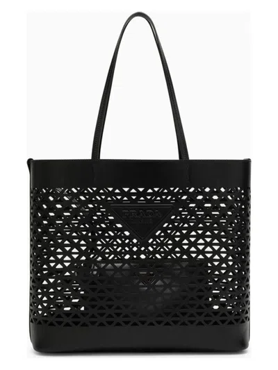 PRADA WOMEN'S LARGE PERFORATED LEATHER SHOPPING BAG
