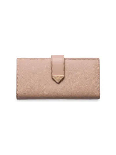 Prada Women's Large Saffiano And Leather Wallet In Pink