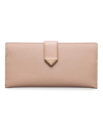 Prada Women's Large Saffiano And Leather Wallet In Sand