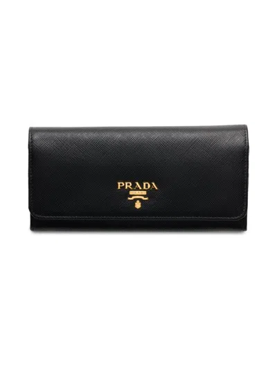 Prada Women's Large Saffiano Leather Wallet In Black