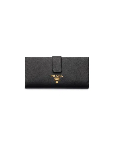 Prada Women's Large Saffiano Leather Wallet In Black
