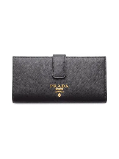 Prada Women's Large Saffiano Leather Wallet In Black