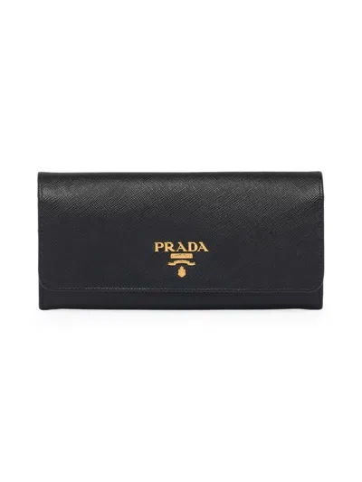 Prada Women's Large Saffiano Leather Wallet In Black