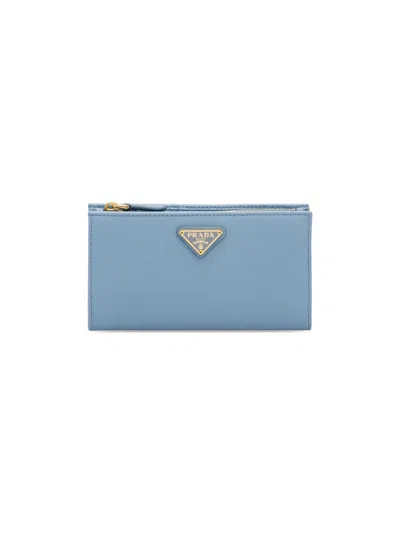 Prada Women's Large Saffiano Leather Wallet In Blue