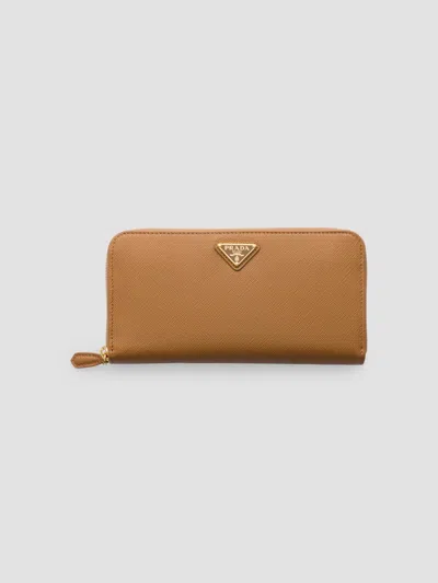 Prada Women's Large Saffiano Leather Wallet In Brown