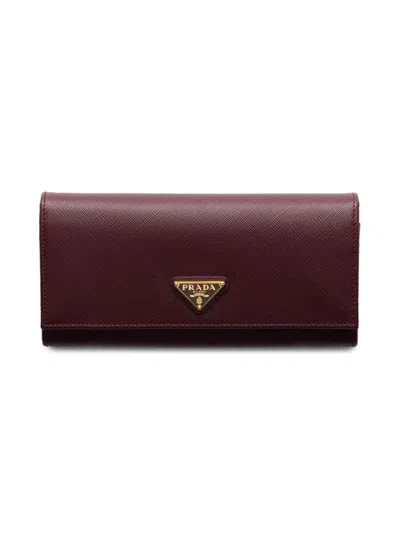 Prada Women's Large Saffiano Leather Wallet In Red