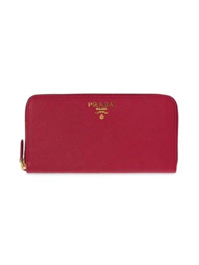 Prada Women's Large Saffiano Leather Wallet In Red