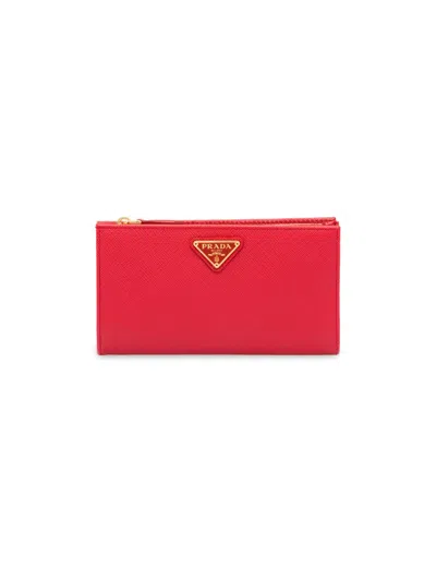 Prada Women's Large Saffiano Leather Wallet In Red