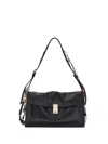 Prada Women Black Leather Large  Soft Sound Shoulder Bag