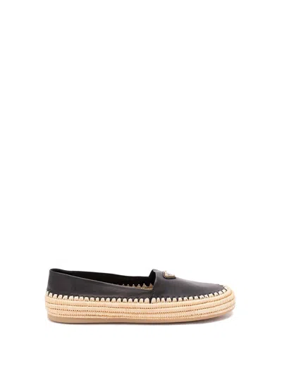Prada Women Leather And Crochet Slip-on