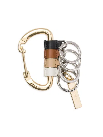 Prada Women's Leather And Metal Key Ring In Black