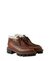 Prada Stiefeletten Aus Leder Und Lammfell In Brown