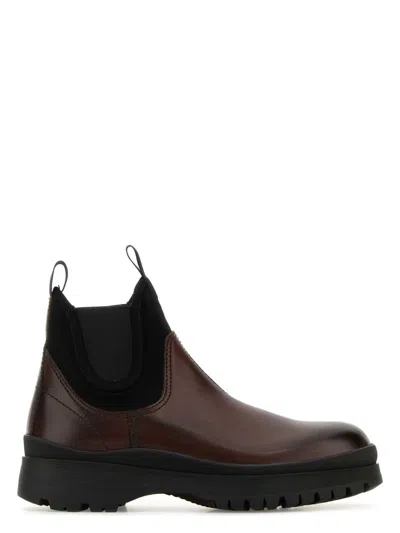 PRADA WOMEN'S LEATHER ANKLE BOOTS