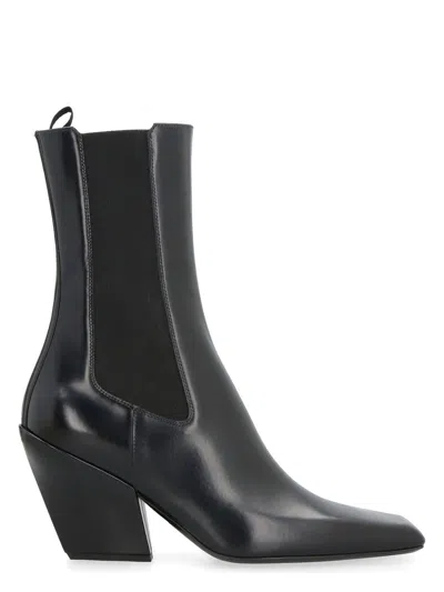 PRADA WOMEN'S LEATHER ANKLE BOOTS