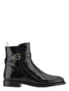Prada Brushed Leather Ankle Boots With Strap