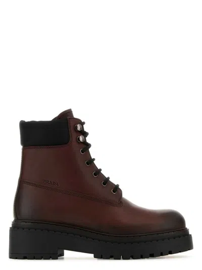 PRADA WOMEN'S LEATHER ANKLE BOOTS