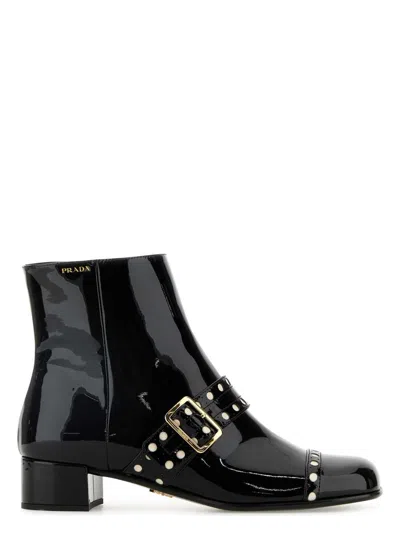 PRADA WOMEN'S LEATHER ANKLE BOOTS