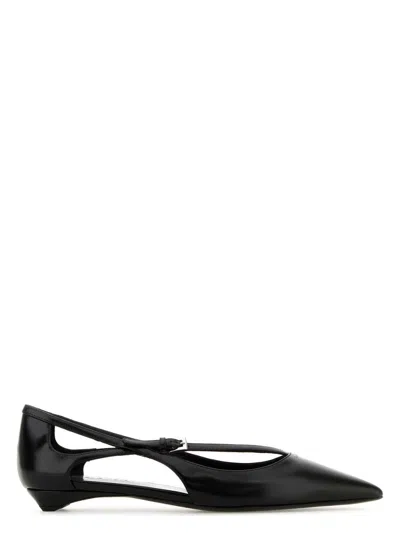 PRADA WOMEN'S LEATHER BALLERINAS