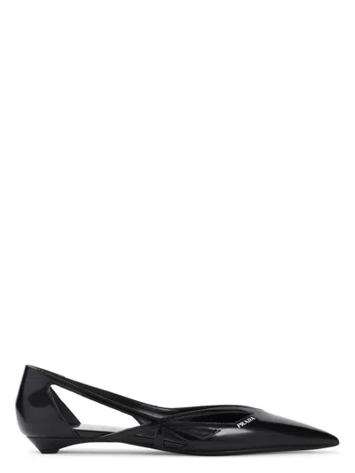 PRADA WOMEN'S LEATHER BALLERINAS