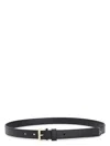 Prada Adjustable Leather Belt With Golden Hardware